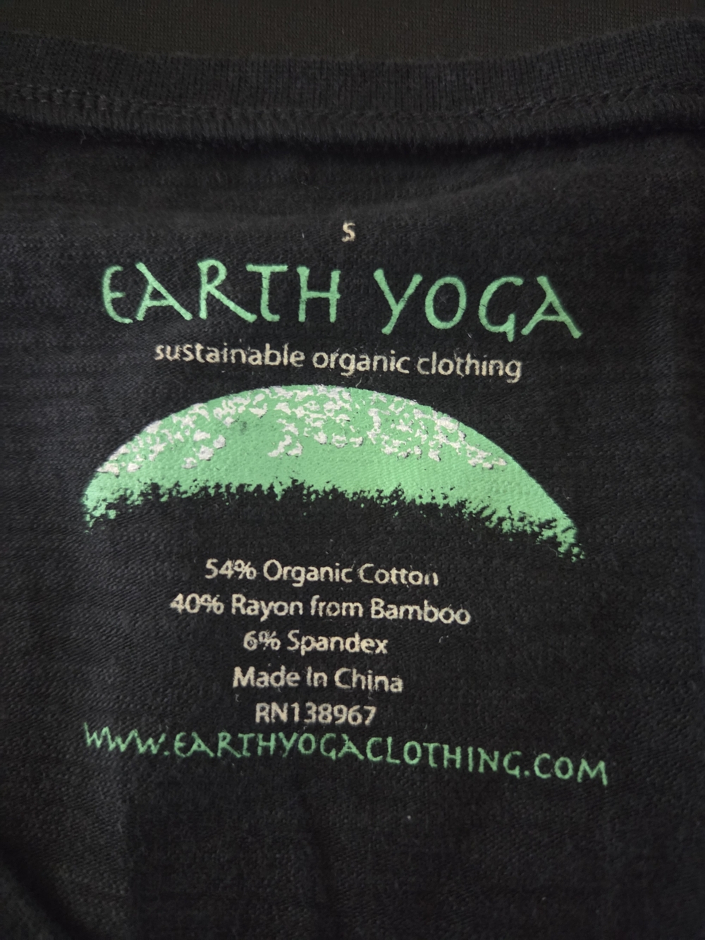 Earth Yoga Black Short Sleeve Scoop Neck Tee with Lavender Floral Lotus Print - Picture 4 of 4